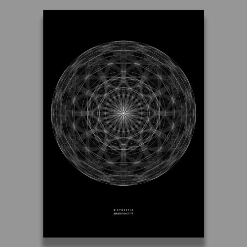 Интерьерный дизайнерский постер RЕПОСТ 77 , дизайнерский плакат, Science Art ( сайенс арт) , логос, сакральная геометрия, эзотерические практики. Изолированное изображение на сером фоне